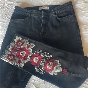 Embroidered Black Jeans Mango womens stylish jeans 36 inches from waist